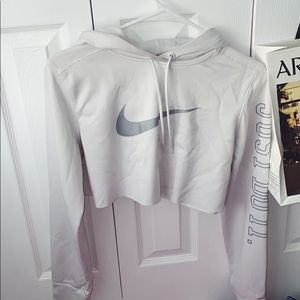 Nike white cropped sweatshirt